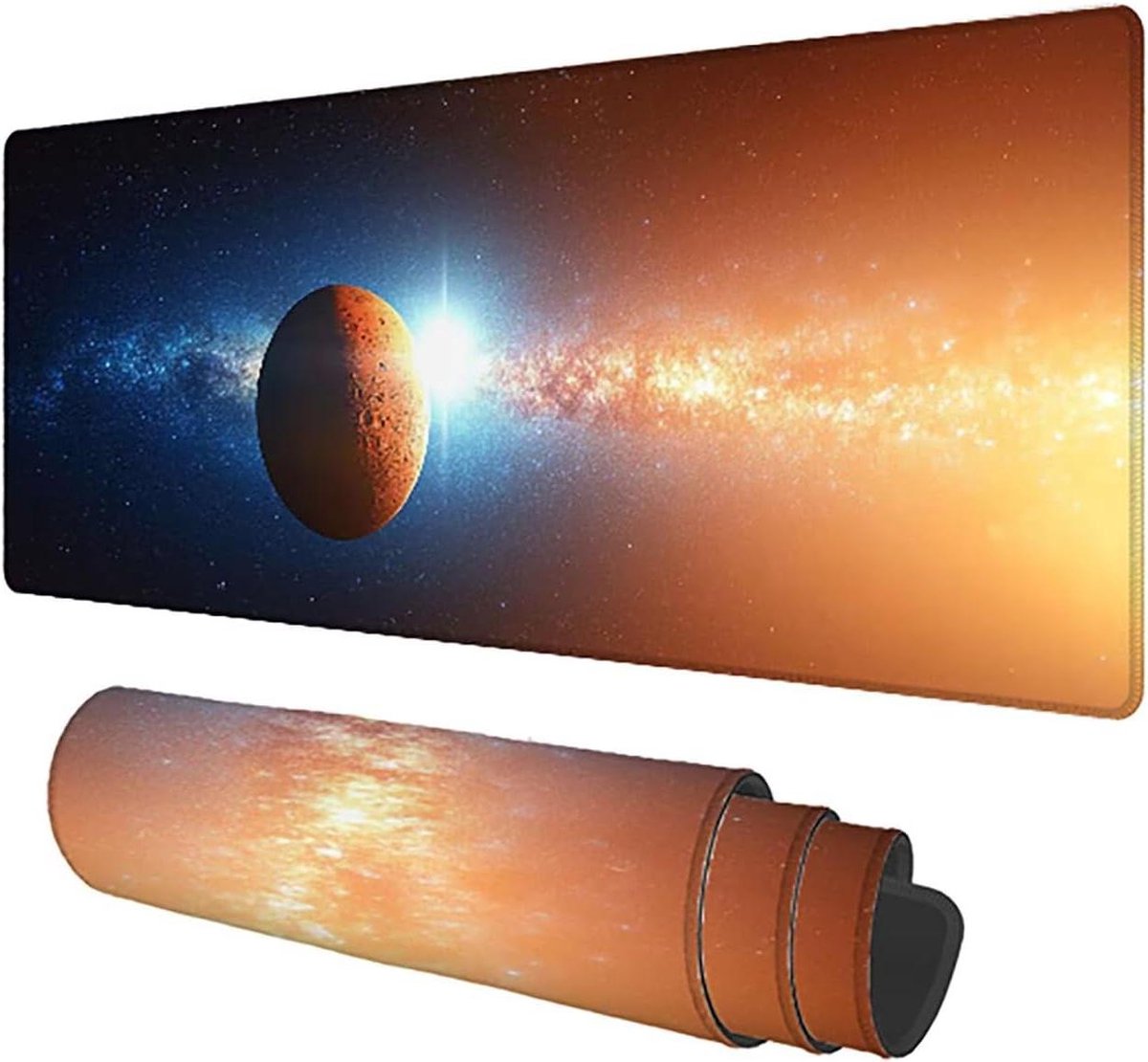Bureauonderlegger - XXL muismat - Gaming en kantoor - Antislip met genaaide randen - 140x60 cm - Universum landschap