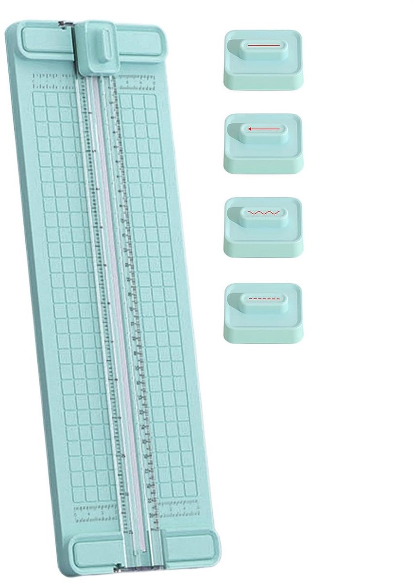 Papier Snijder - Papier Snijapparaat - Hobby en Kantoor - 4-in-1 Verwisselbaar - 365 cm Lengte - Blauw