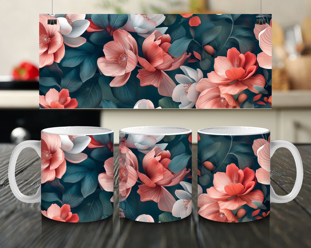 Jacintha's kadowinkeltje - mok 150ml - roze bloemen - drinkbeker - mok - 150ml