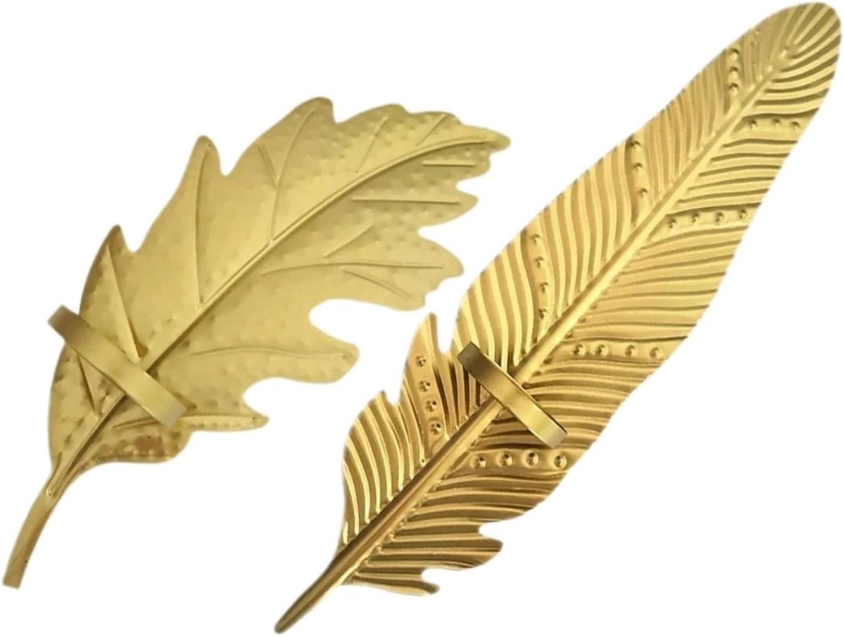 Muur Kaarsenhouders - Decoratie Kandelaar - Sfeer Creëren - Blad Wandmontage - 2 stuks - Goud