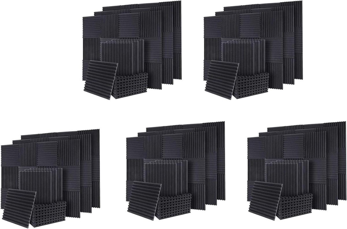 Geluidsisolatie Schuimpanelen - Akoestische Panelen - Studio Geluid Verbeteren - Hoge Dichtheid Schuim - 250 Stuks 30x30cm - Zwart