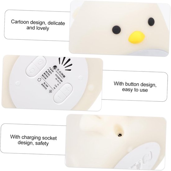 Digitale Klok Wekker - Nachtlampje Bureauklok - Kinderkamer Decoratie - Zacht Slaaplicht - 14x12cm - Wit — afbeelding 2
