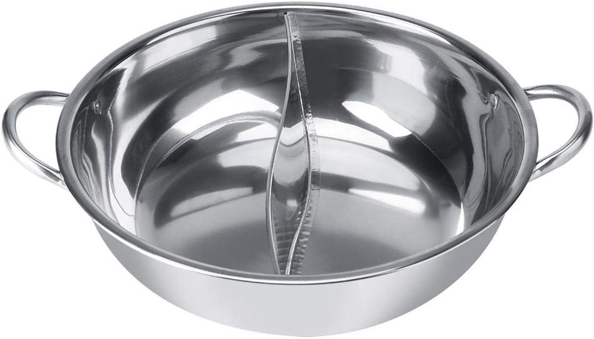Stainless Steel Hot Pot Two Flavor Separation Soup Cooking Pots for Induction Cooker Gas Oven Electric Oven (27cm)
