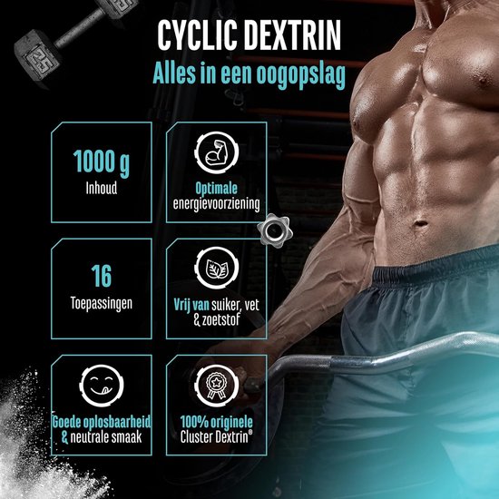 Cyclic Dextrin - Cluster Dextrin® - 59 gram Koolhydraten per serving - 1000g - Snelle Koolhydraat formule - Sportprestatie - Wielervoeding — afbeelding 3