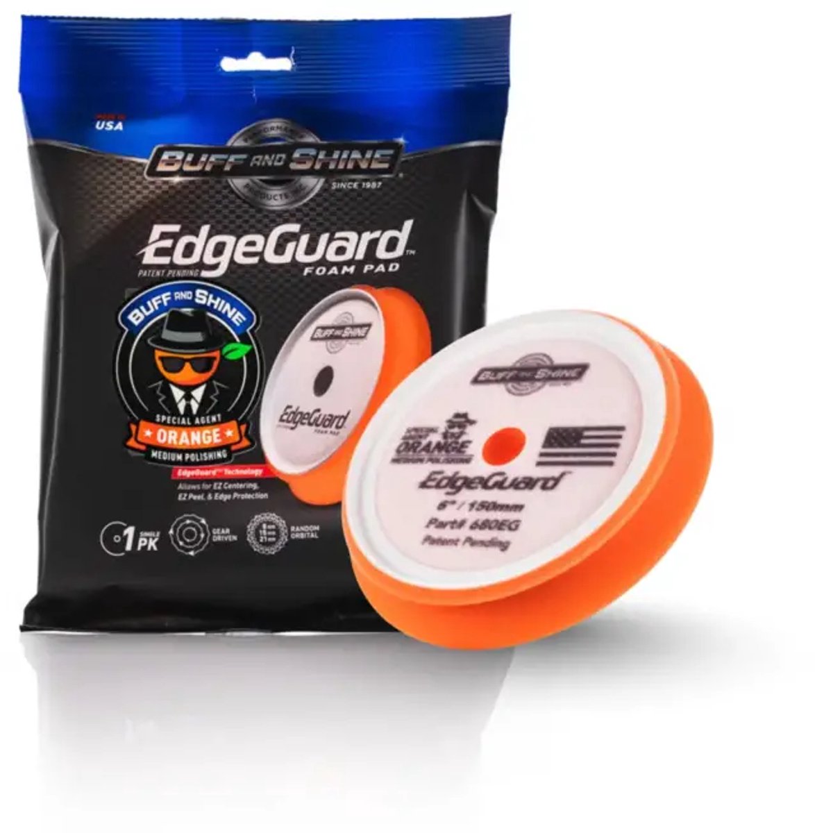Buff and Shine Edgeguard Foam Pad 150mm Orange-Medium Polish