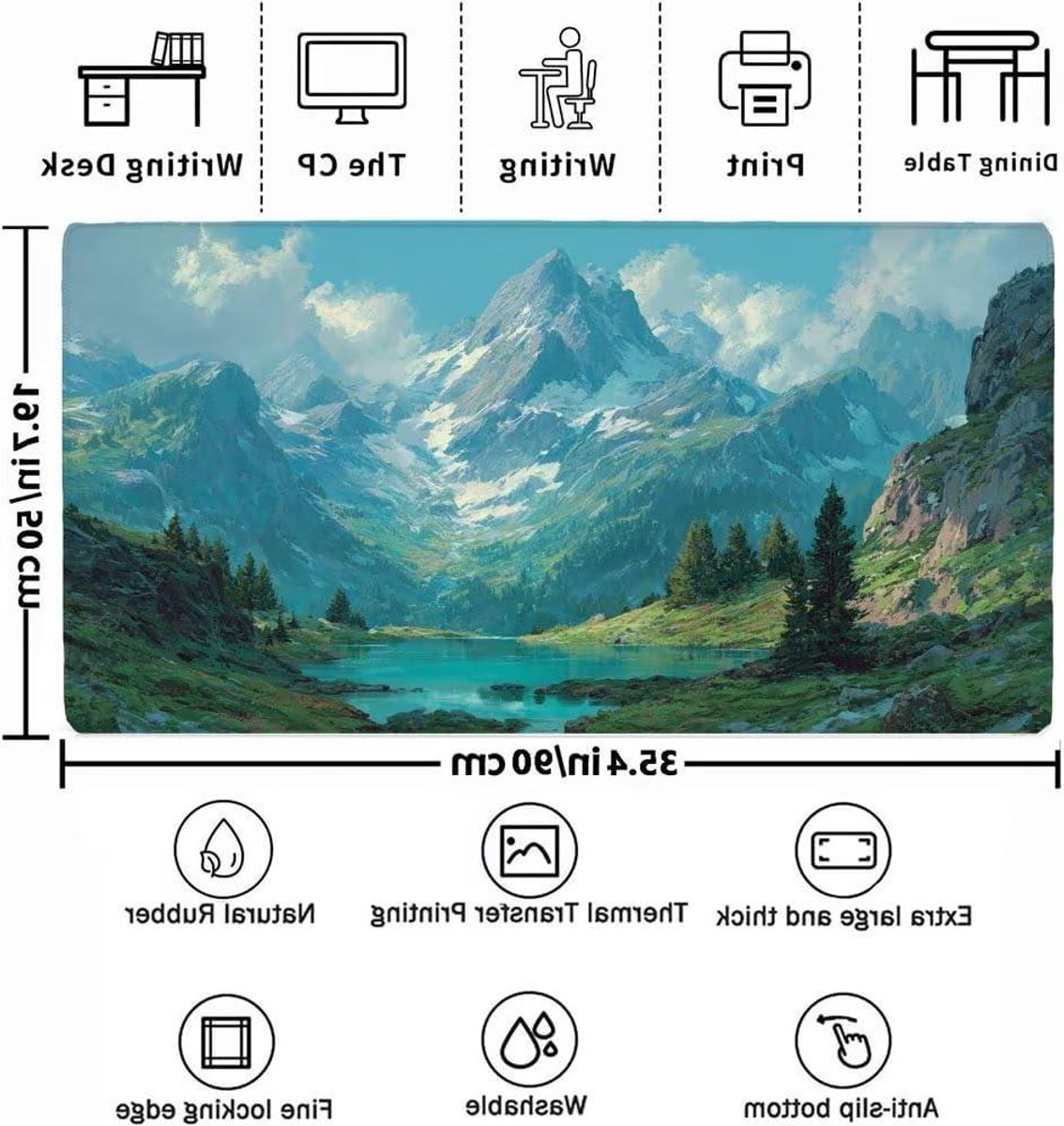 XXL Bureauonderlegger - Grote muismat - Bureau organiseren - Waterdicht en antislip - 90x50 cm - Groen