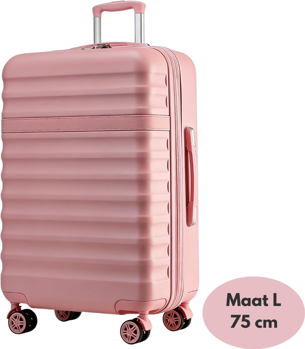 Koffer Roze 75 cm Lichtgewicht Reiskoffer Met TSA Cijferslot Voor Veilig Reizen – XL Rolkoffer Groot Met Spinner Wielen Voor Soepele Mobiliteit – Stevig Hardshell Design
