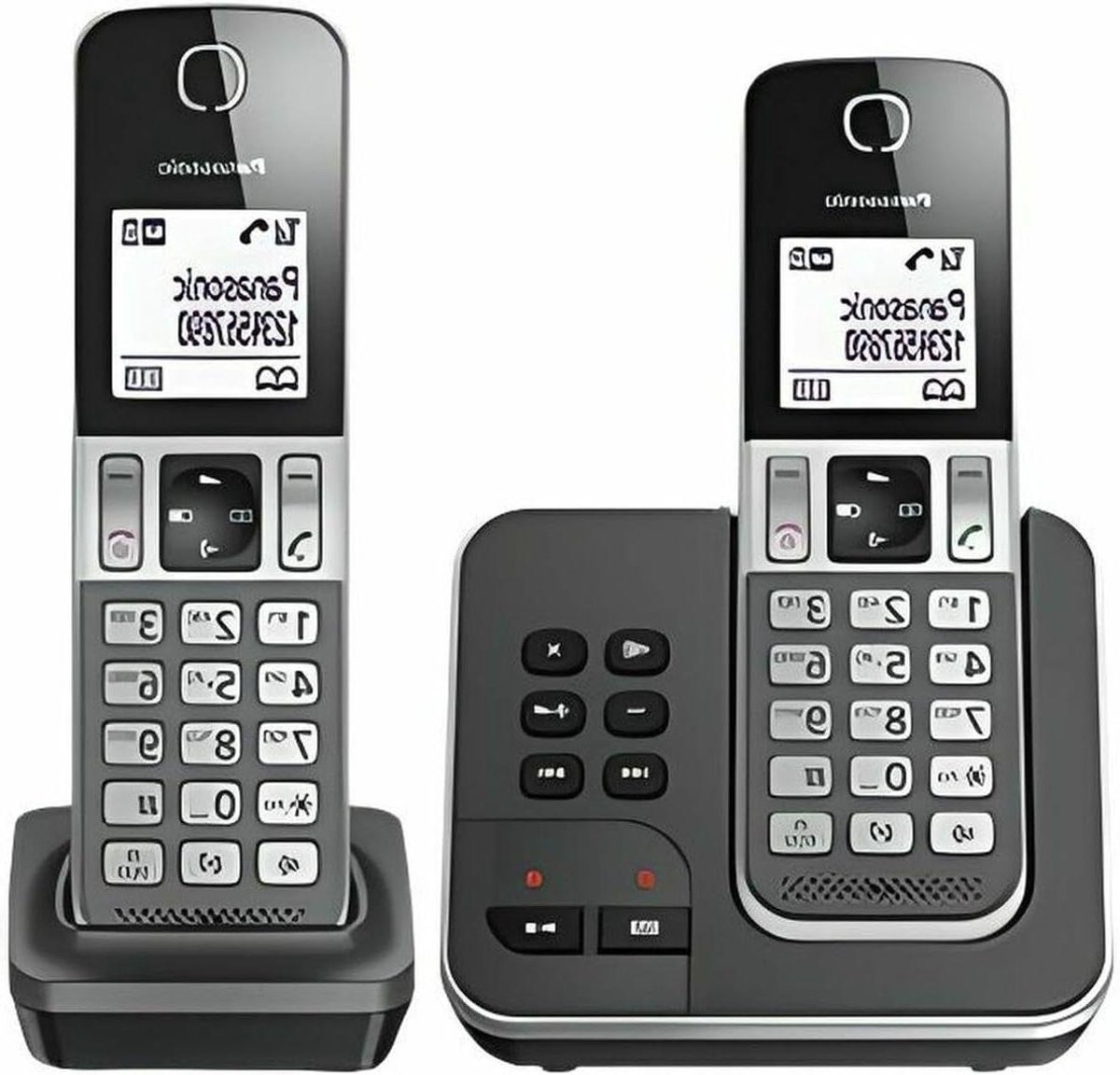 Draadloos Telefoon - Antwoordapparaat - Thuisgebruik - Stralingsvrij Eco Mode - 2 handsets - Zwart Grijs