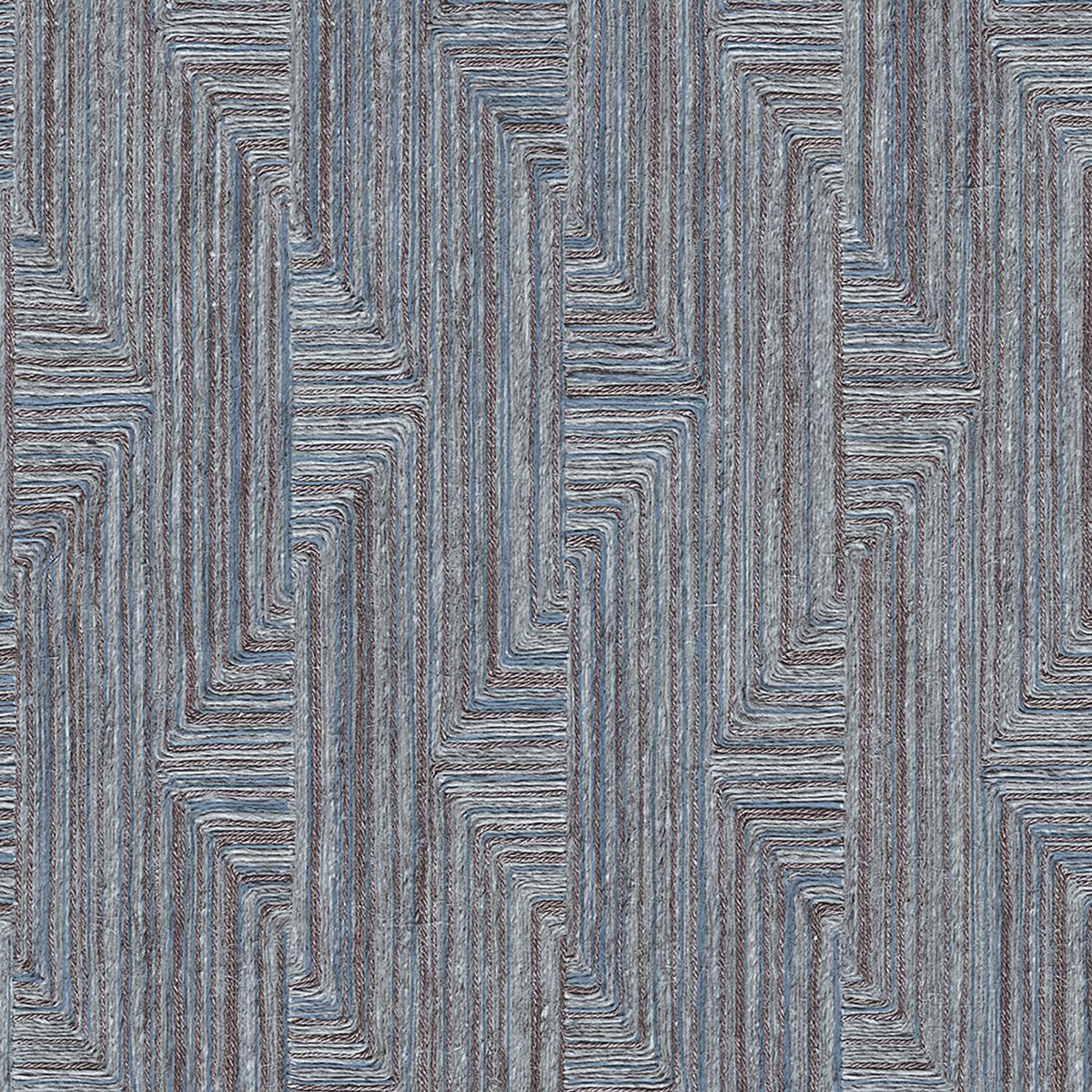 Etnisch behang Profhome SA524016-DI vliesbehang hardvinyl warmdruk in reliëf gestempeld in textiel look en metalen accenten blauw koperbruin duifblauw beigegrijs 5,33 m2