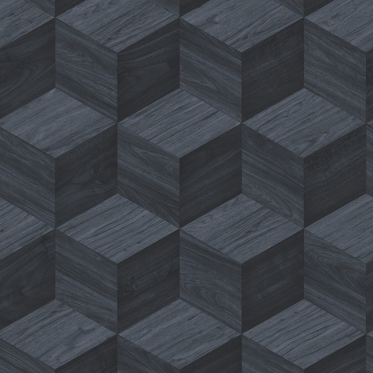 Hout behang Profhome RE521095-DI vliesbehang hardvinyl warmdruk in reliëf gestempeld 3D subtiel glanzend blauw staalblauw kobaltblauw 5,33 m2