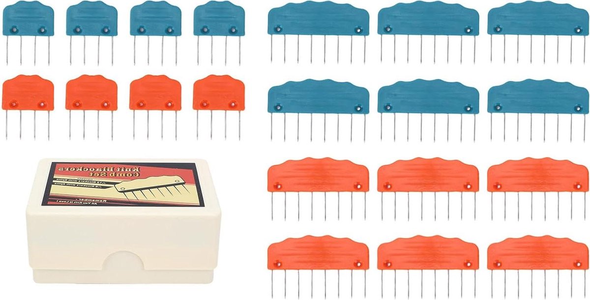Brei Blok Pinnen - Kammen Set - Nauwkeurig Vormgeven - Dubbele Afmeting Kammen - 20 Delig - Oranje Blauw