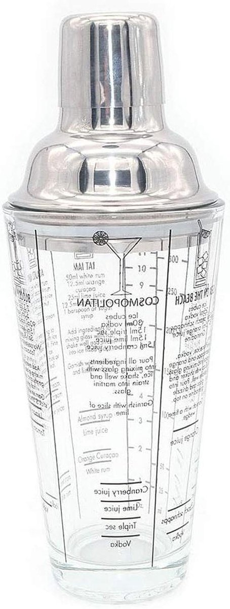 Cocktail Shaker - Mixer Glas - Drankjes Maken - Gegradeerde Schaal - 450 ml - Zilver