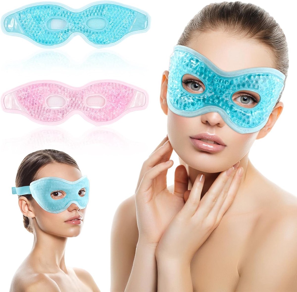 Verkoelend oogmasker 2 stuks - herbruikbaar koelmasker - verlichting voor donkere kringen - tegen gezwollen ogen - ShopVlot
