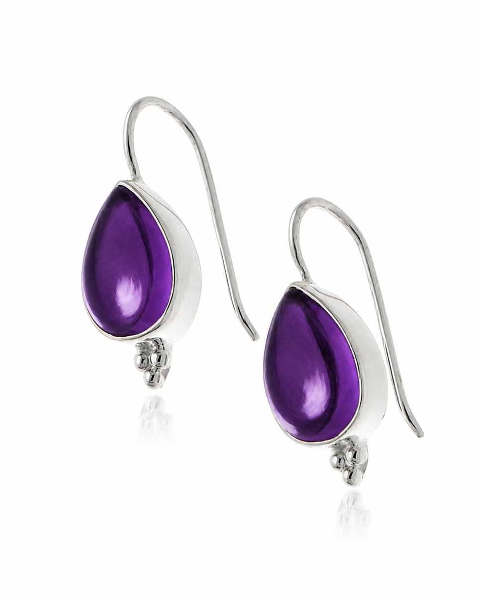 SilverGems Zilveren oorhangers met druppelvormige Lapis Lazuli edelstenen