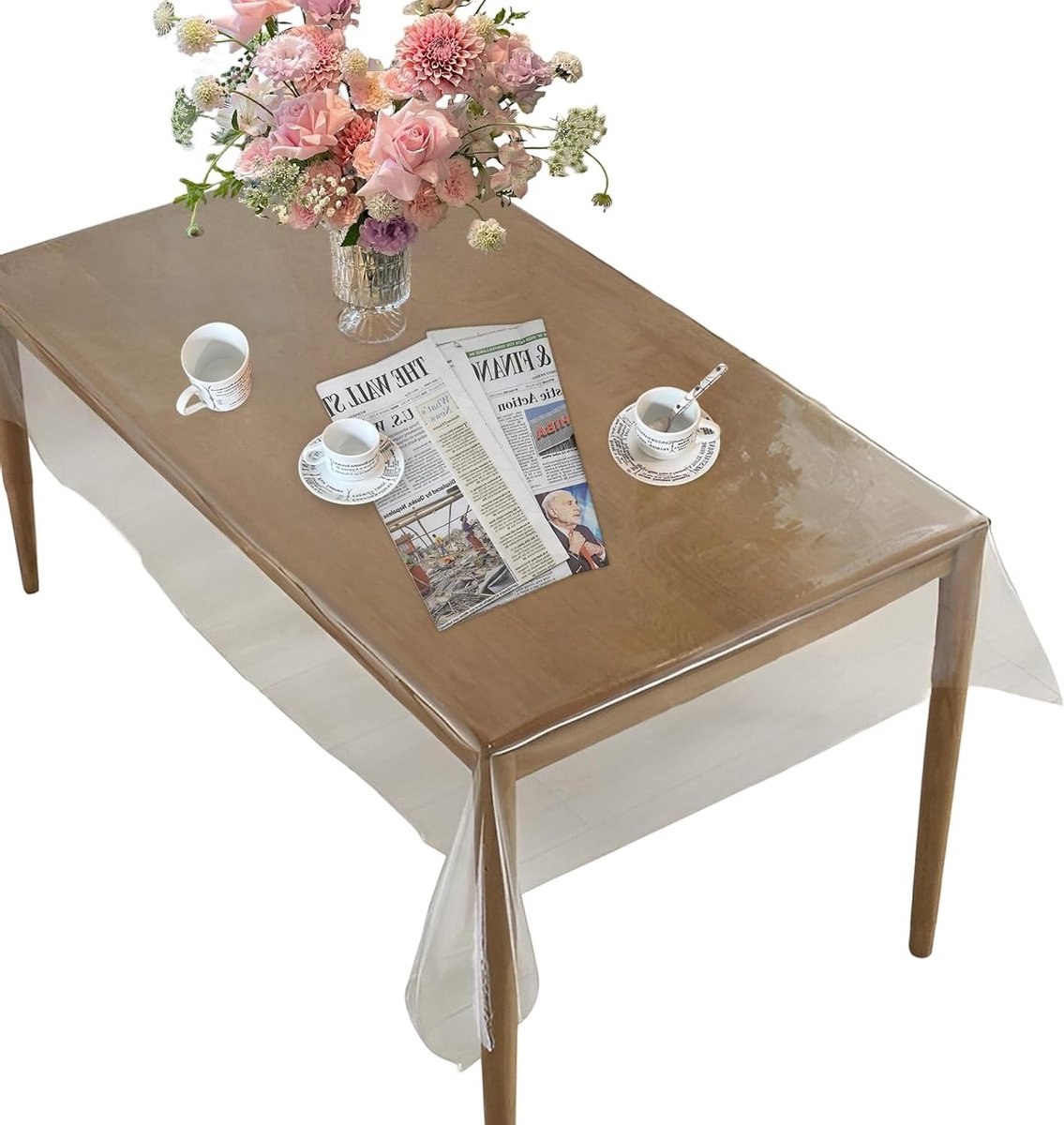 Transparante Tafelkleed 137 x 259 cm, Waterdicht en Vettend, PVC Bescherming voor Eettafel