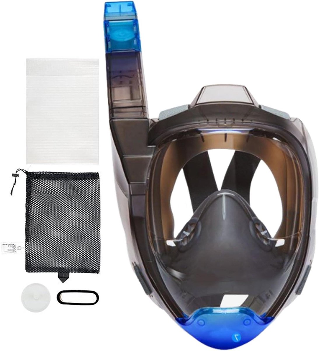 Snorkelmasker Volwassenen - Volgelaatsmasker Duiken - Onderwater Ontdekken - Panoramisch 180° Zicht - 35.7 x 29.3 cm - Blauw