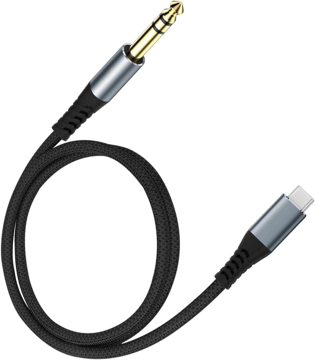 Type C naar 6.35mm Kabel - USB C Audio - Hi-Fi Geluid - Ingebouwde DAC Chip - 2 meter - Zwart