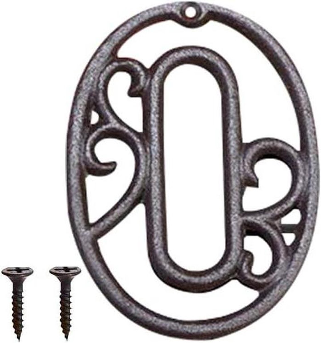 Gietijzeren Huisnummer - Adres Teken - Huis Identificatie - Rustieke Uitstraling - 4.5 Inch - Spiegel Zwart