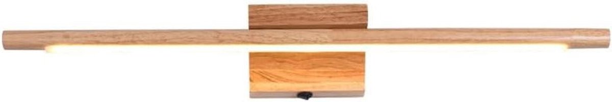 Moderne LED Lamp - Houten Wandlamp - Kaptafel Verlichting - Natuurlijke Houtafwerking - 60 cm - Houtkleur