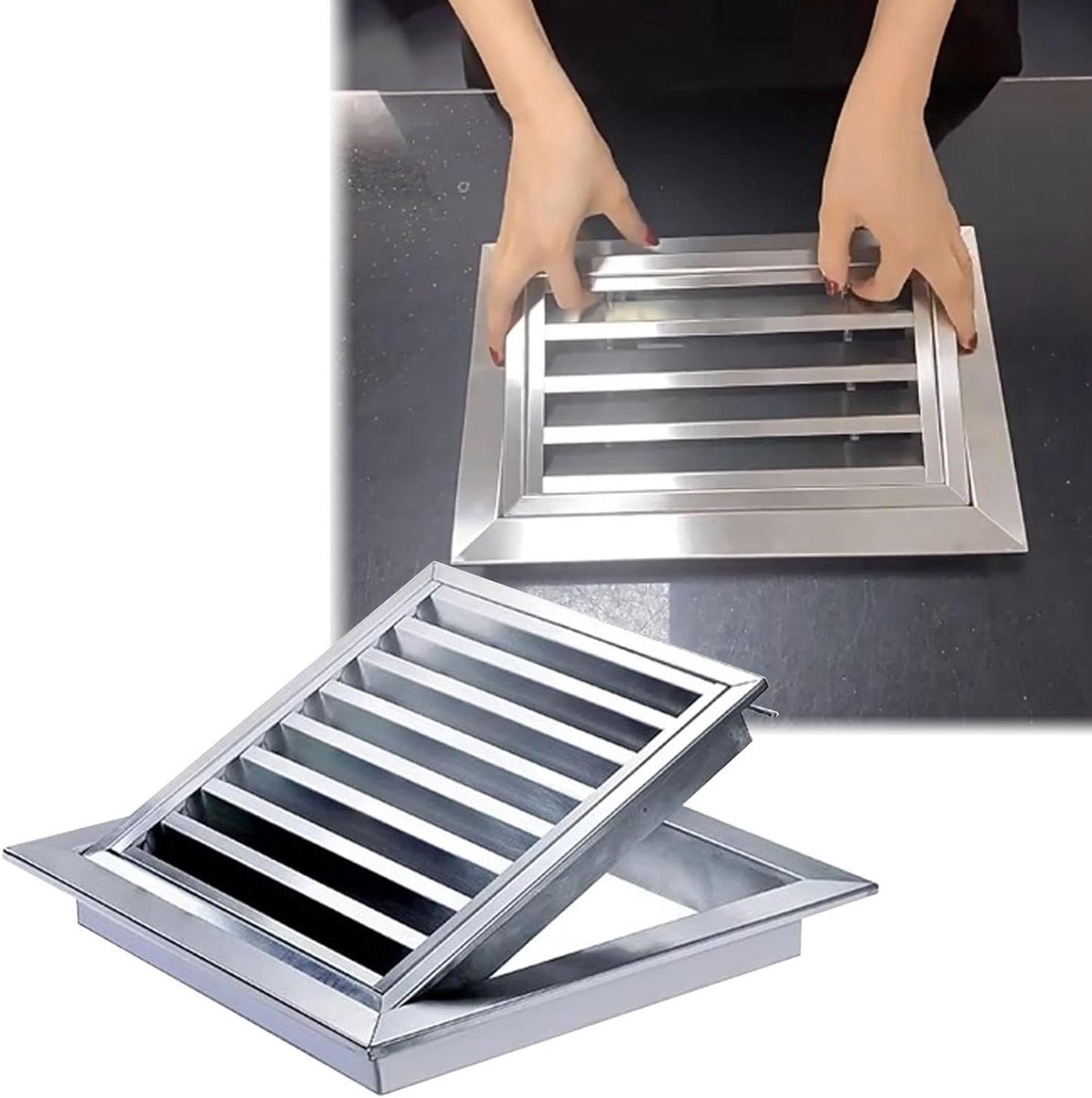 Ventilatierooster Deur - Toegangspaneel Service - Ruimte Verbeteren - Roestvrij Staal - 40x45 cm - Zilverkleurig