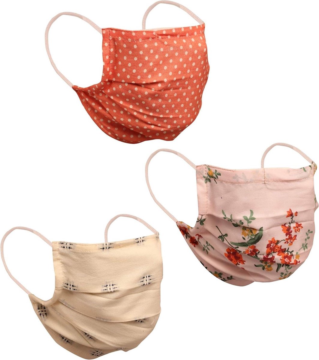Herbruikbare Mondkapjes - Wasbare Katoenen Maskers - Dagelijks Gebruik - Handgestikt Indiaas Design - 1 Stuk - Multicolor