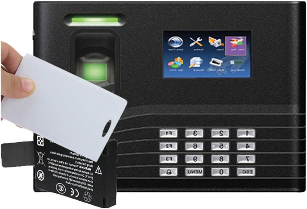 Biometrisch Systeem - Vingerafdruk Scanner - Tijdregistratie Toegang - Ingebouwde Batterij Back-up - 3000 Vingerafdrukken - Zwart