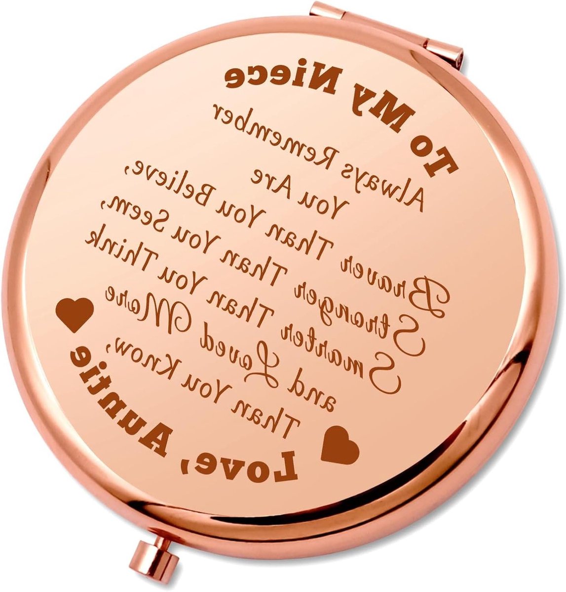 Compacte spiegel - Make-up spiegel - Dagelijks gebruik - Dubbelzijdig - 65mm rond - Rose goud