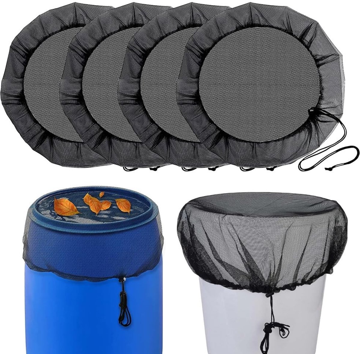 aladdien - Regenvatnet - Verstelbare Mosquito Bescherming - Bladeren Net - Set van 4 Stuks - Effectieve insectenbescherming - Voorkomt verstopping -..