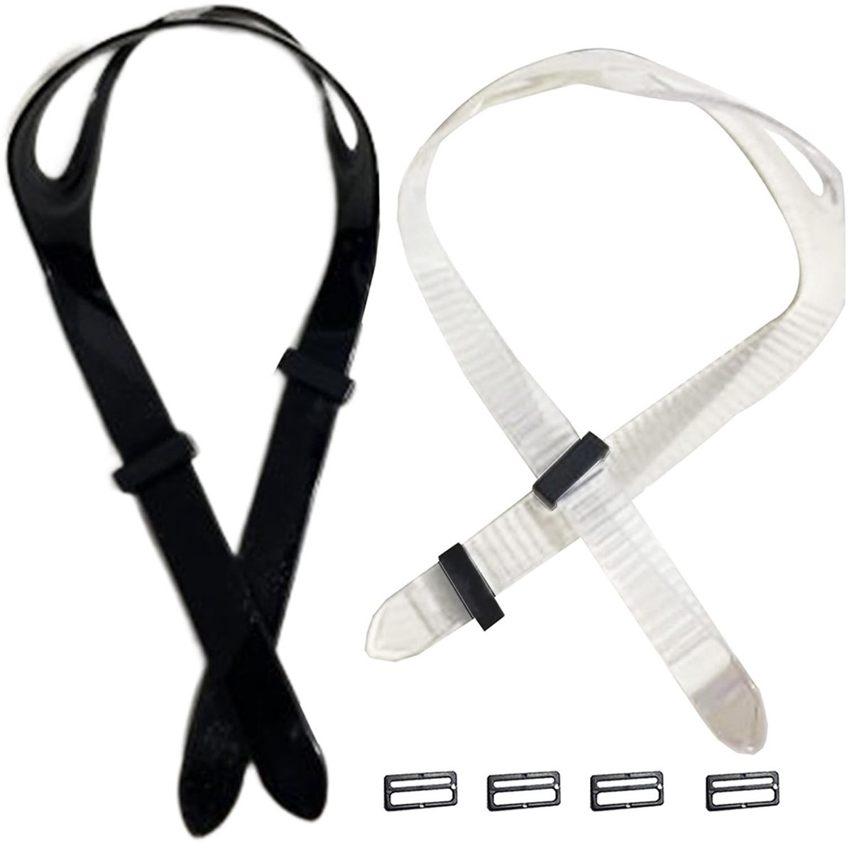 aladdien - Siliconen Duikmasker Strap - Vervangbanden - Universeel - Zwart en Transparant - Geschikt voor Duiken en Snorkelen - 2 Stuks