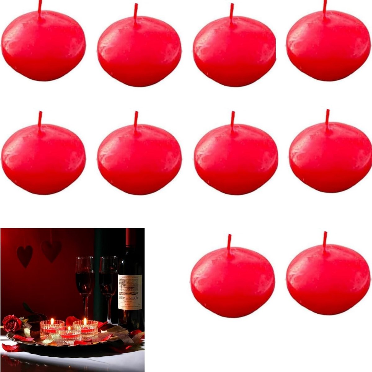 aladdien - Zwemkaarsen - Drijvende kaarsen - Decoratieve kaarsen voor bruiloften - Rood - en zwembad - Geschikt voor romantische avonden