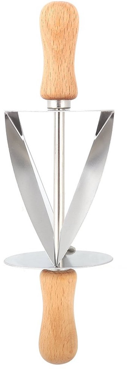 aladdien - Snijgereedschap - Roestvrij staal - Hoogwaardig houten handvat - Zilver - Bakken van brooddeeg - Voedselveilig - Geschikt voor thuisbakkers