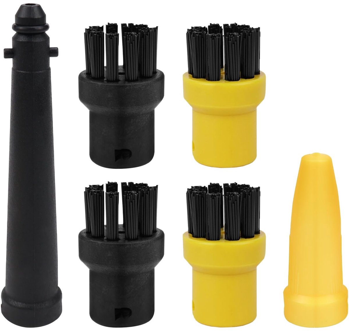 Allecto - 6-delig ronde borstelset - Accessoires voor stoomreiniger - Hoogwaardige nylon - Geschikt voor Kärcher SC1-SC7 - Voor keuken, badkamer e