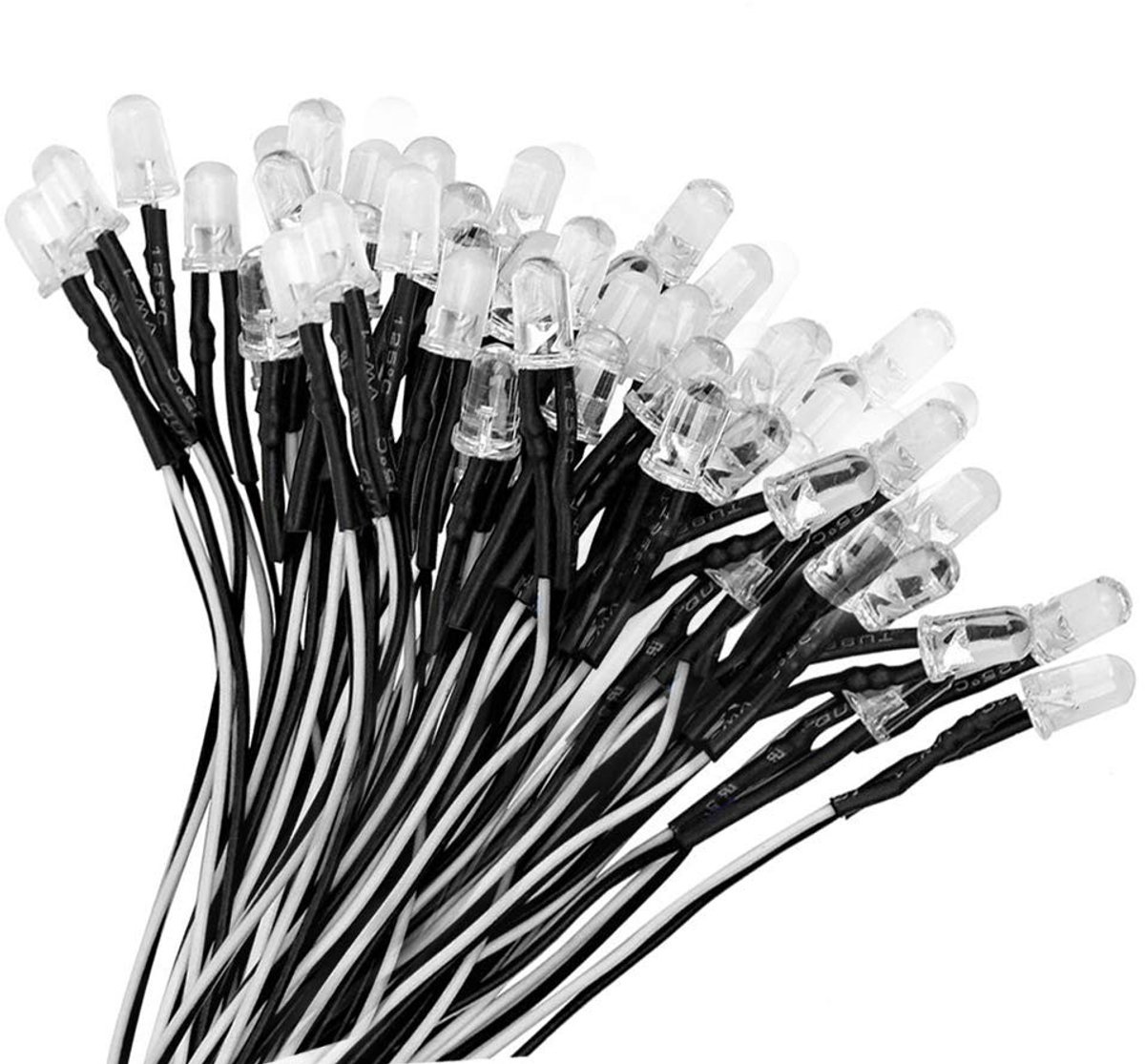 Allecto - Pre-Wired LED - 50 Stuks - 5mm Diode Lamp - Koud Wit - 12V LED Verlichting - Ideaal voor Creatieve Projecten - 50.000 Uur Levensduur