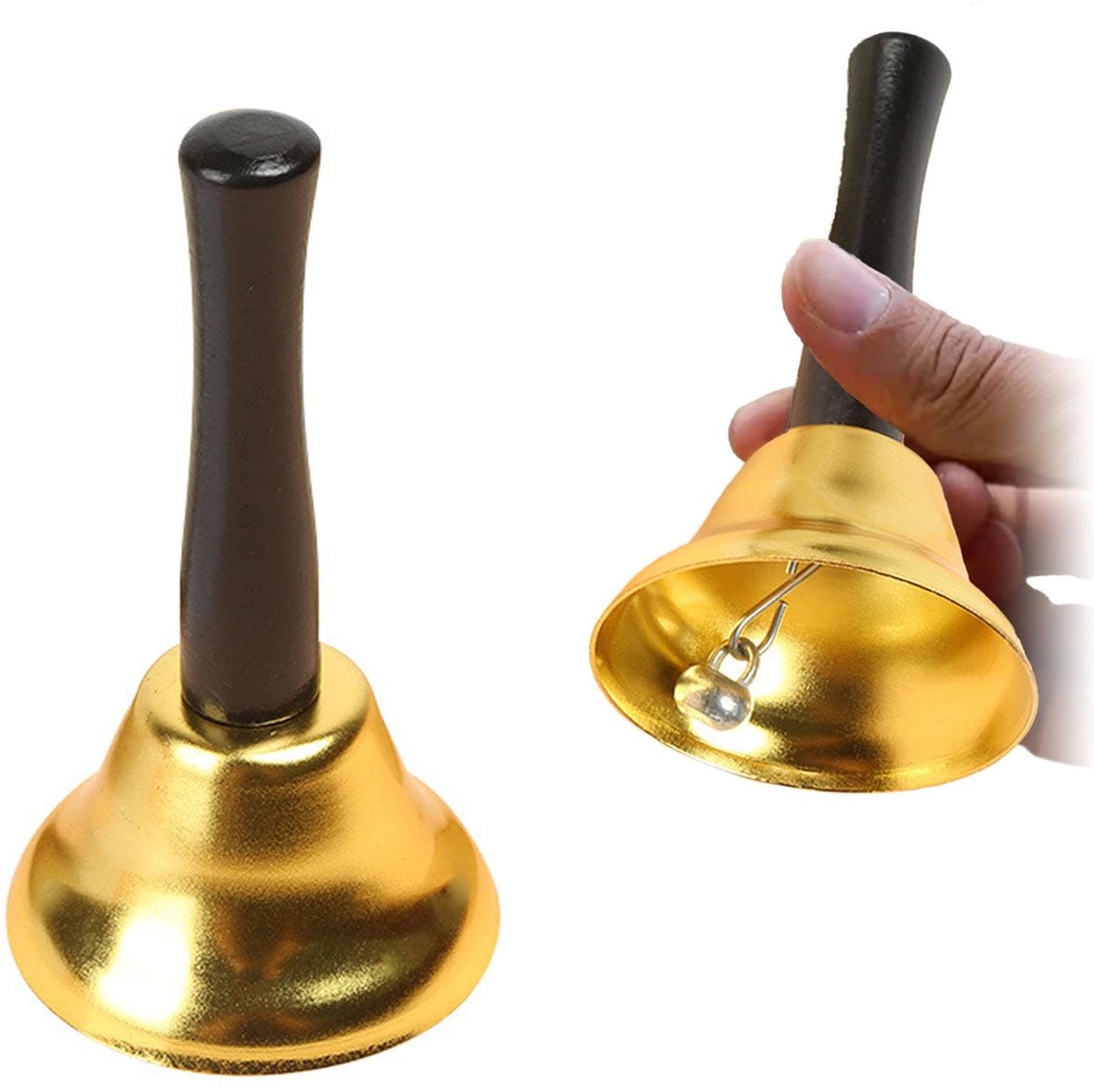 Allecto - Handbel - Klassieke Tafelbel voor Service - Gouden Kleur - Ontvangst en Aankondiging - Ideaal voor Horeca - Geschikt voor Thuisgebruik - ...