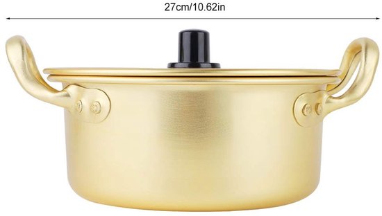 aladdien - Koreaanse Noodle Pot - Aluminium pastapan - Geel - Ramen pan - Handgemaakt design - Geschikt voor kookplaat - 20 cm — afbeelding 2