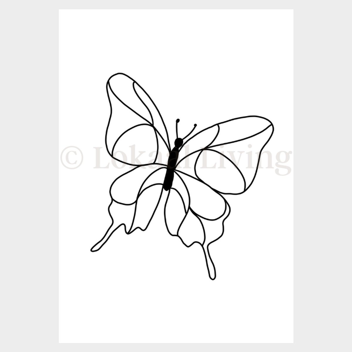 Lokaal Living a4 poster - Vlinder - illustratie - line art - zwart wit - insecten - dieren