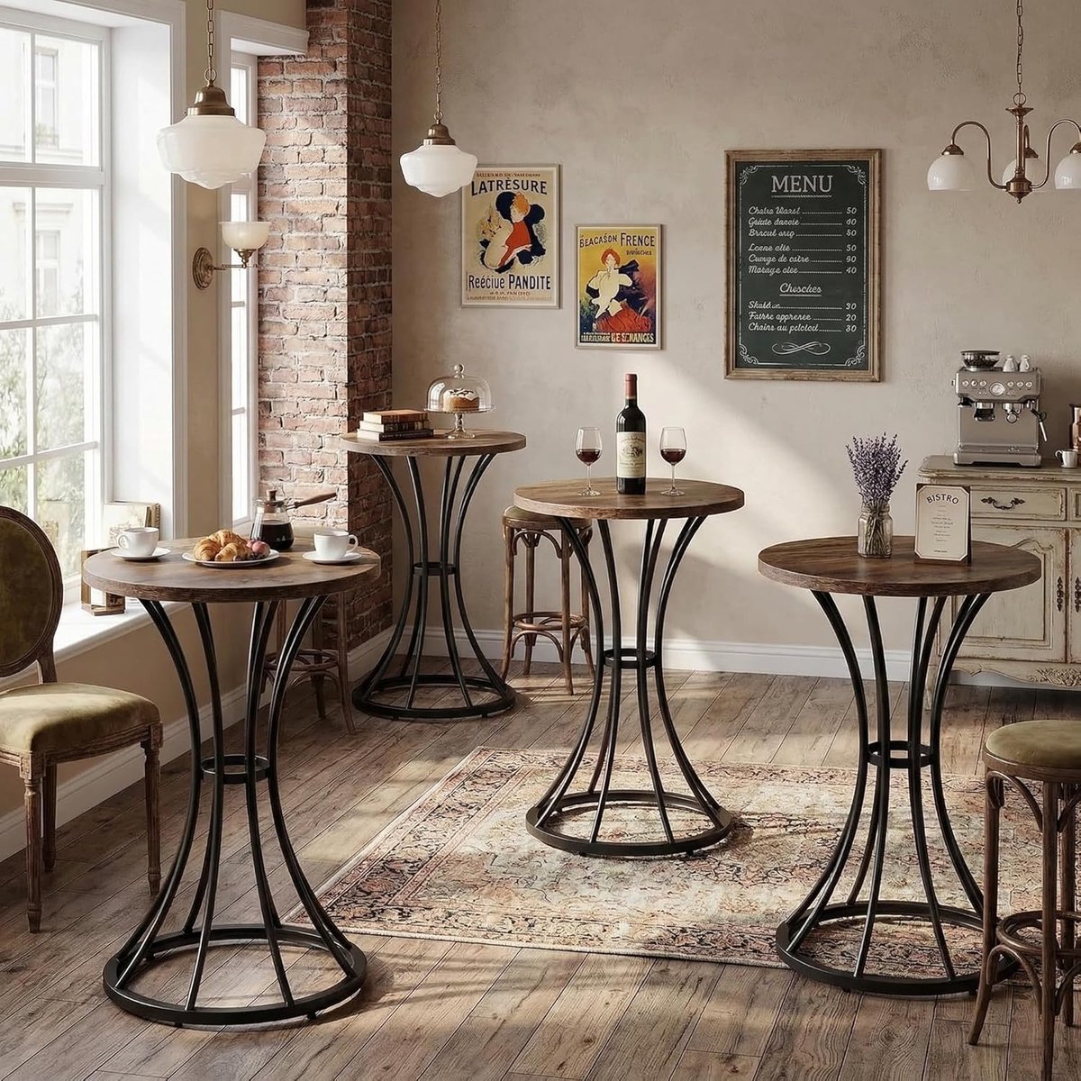 Ronde Eettafel 80x80x75 cm – Kleine Keukentafel voor 2-4 Personen in Landelijke Stijl met