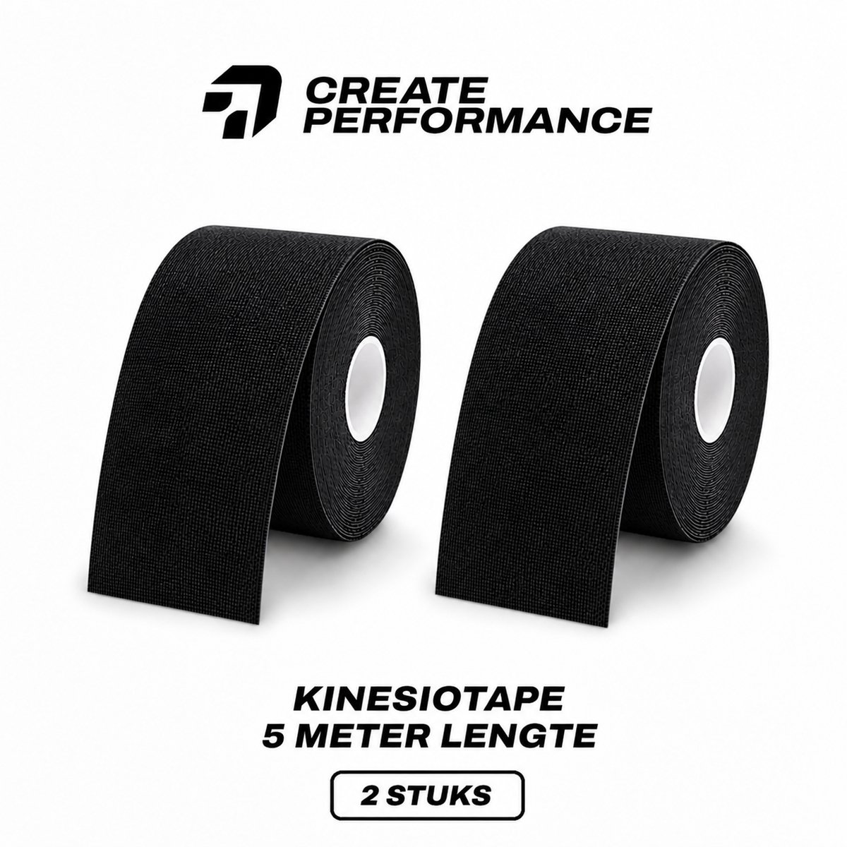 CREATE PERFORMANCE Kinesiotape - Fysio Tape - Sport tape - 2 Stuks - Zwart - Inclusief Tape Tasje