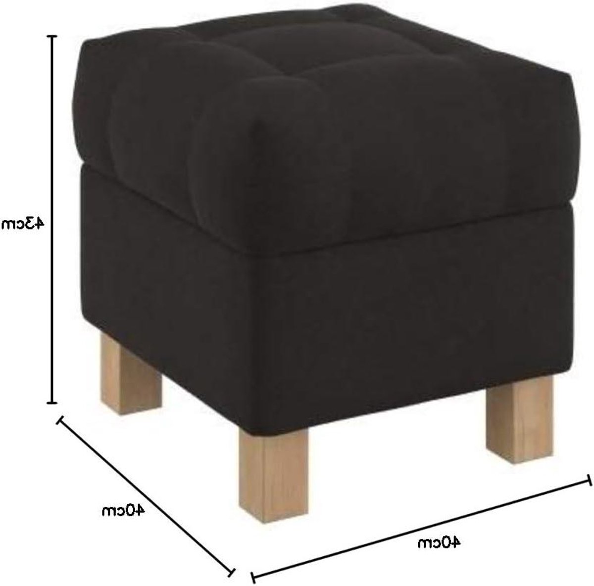 Opbergbankje - Voetenbankje Poef - Extra Zitplaats - Vlekbestendig Stof - 40x40x43 cm - Donkerbruin