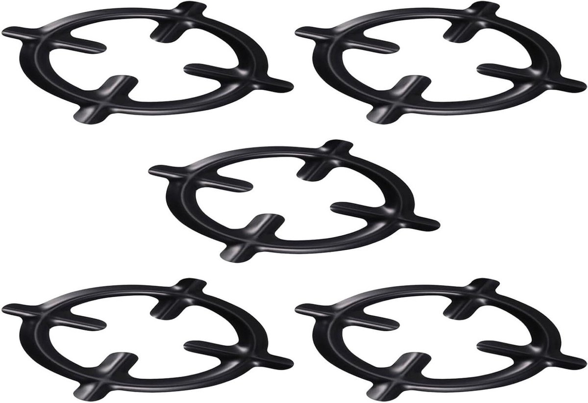 5 Stuks Delige Gietijzeren Gasring Reducer Antislip Koffiepot Steun Pannendrager voor Camping Gasfornuis Robuuste Rond Trivets voor Espressomaker Kleine Steelpan