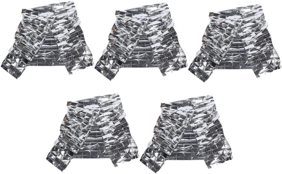 Nooddeken Set - Hulpdeken Outdoor - Kamperen EHBO - Thermisch Warmtebehoud - 5 Stuks 210x160cm - Zilver