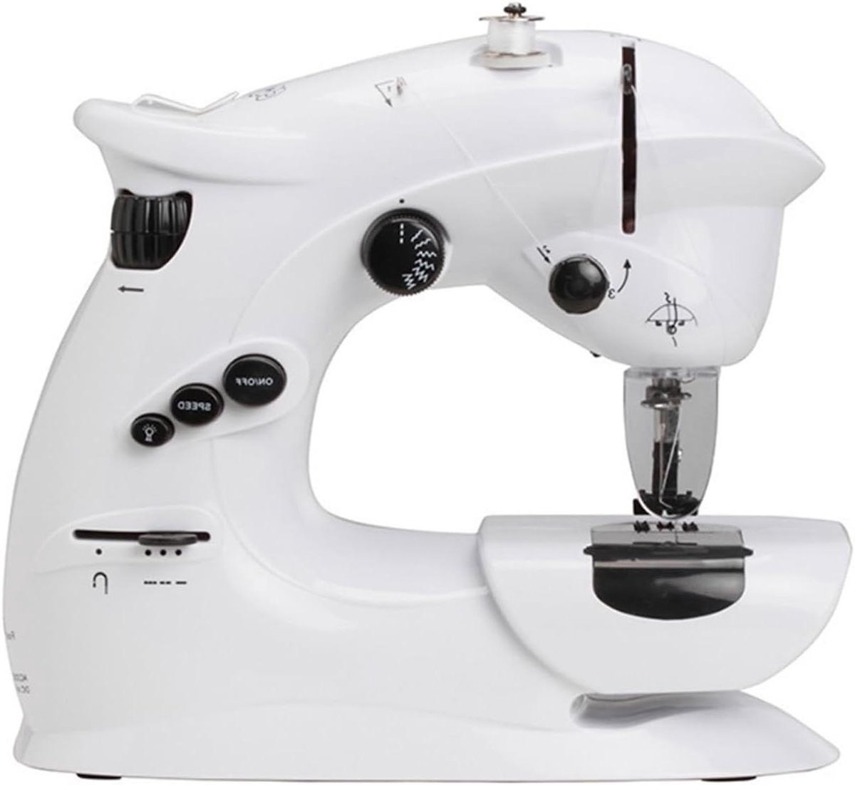 Mini Naaimachine - Draagbare Assistent - Kleding Maken - Dubbele Draad Controle - 32x16x26cm - Wit