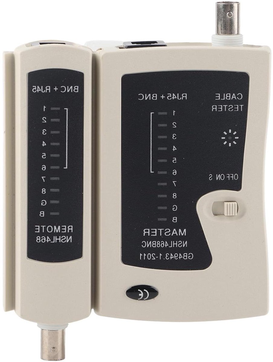 Kabeltester - Netwerk tester - Netwerk testen - RJ45 BNC interface - 16 x 10 x 4 cm - Zwart
