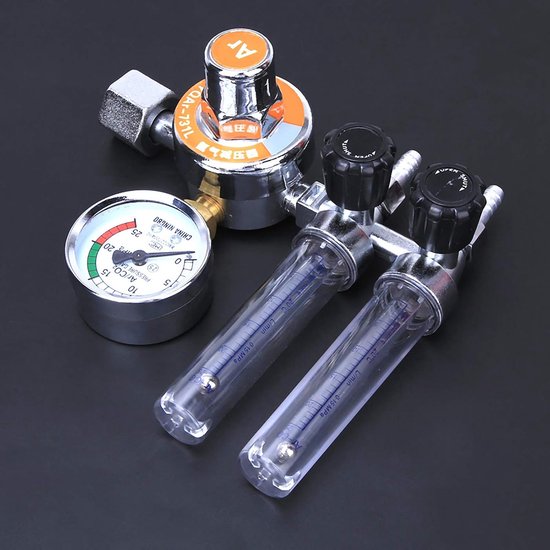 Argon Drukregelaar - Gasregelaar Manometer - Lassen Controleren - Dubbele Buizen Ontwerp - 0-25MPa Meetbereik - Zilverkleurig — afbeelding 3