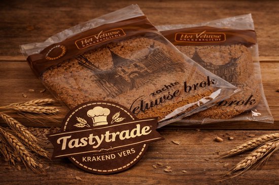 Twee zachte Veluwse brokken in verpakking, met een Tastytrade logo.