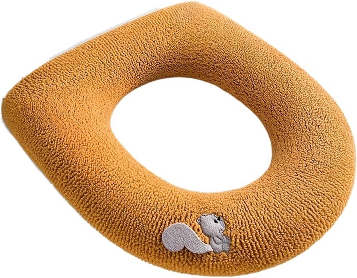 WC-bril hoes - Zachte deksel - Warmte en comfort - Wasbaar en herbruikbaar - Universeel - Geel