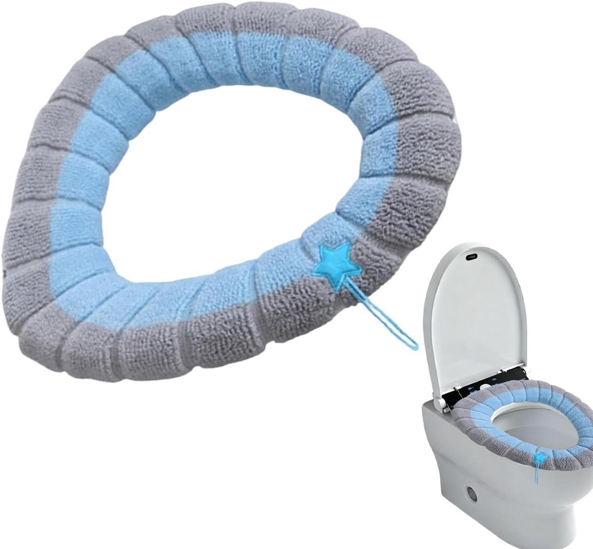 Toiletbril bekleding - Wc deksel hoes - Thuisgebruik badkamer - Wasbaar dikke stof - Universeel - Blauw