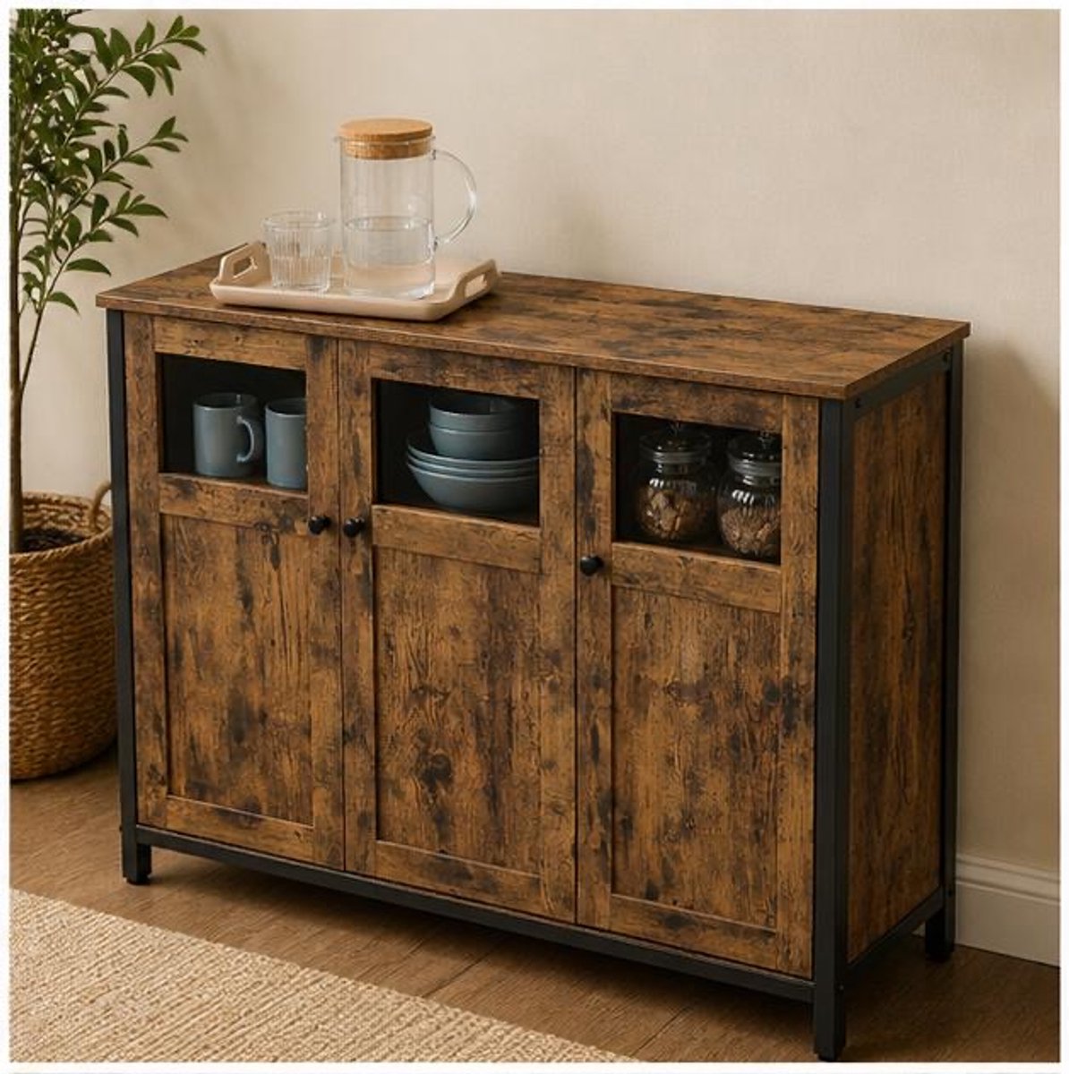 Kast - Zwart - 100x35x75 cm - Arqam