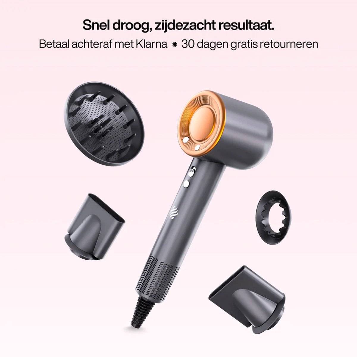 Ace & Taylor PrecisionAir High Speed Föhn - Ionische Haardroger met Diffuser - 1400W BLDC motor - Krachtige Luchtstroom - 3 Warmte- & 3 Snelheidsstanden - 5 Magnetische Opzetstukken - Lichtgewicht - Sandstone Gold (HB232) thumbnail 3