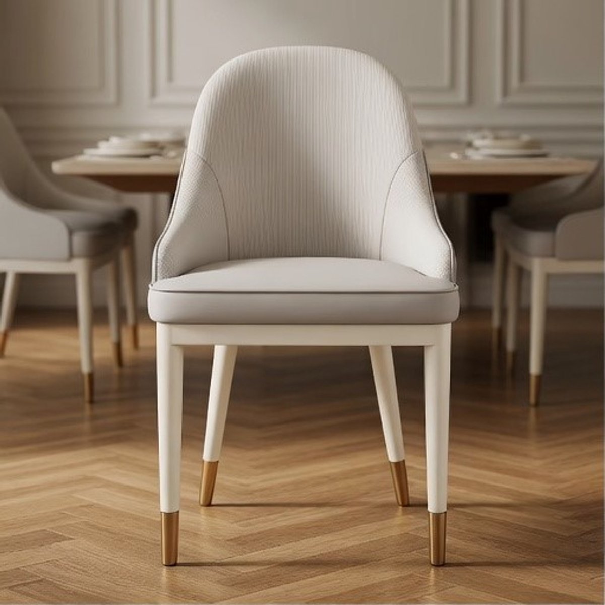Luxe Mid-Century Moderne Eetkamerstoel –PU Leren Accentstoel met Gewatteerde Zitting, Metalen Frame & Ergonomische Rugleuning – Comfortabele Design Stoel voor Eetkamer, Keuken & Woonkamer,Ganeey